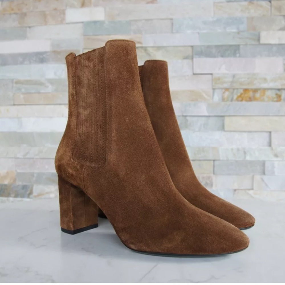 Saint Laurent cognac brown suede woman bootie’s